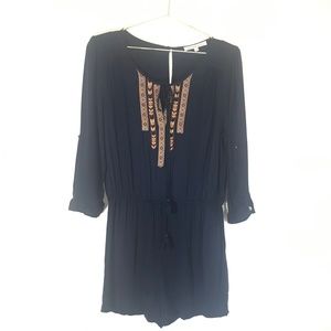 Daniel Rainn Aztec Detail Romper Tassel Tie Size M